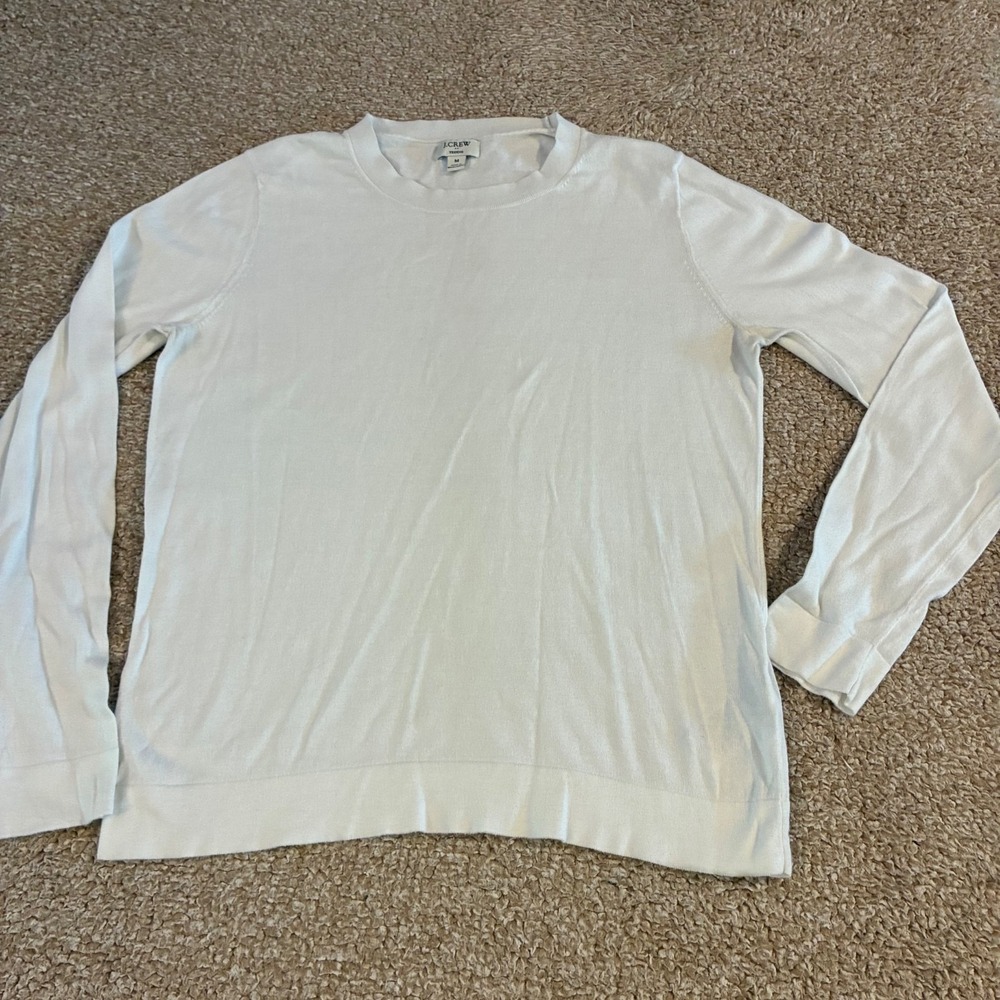 J.Crew Teddie Crewneck Sweater Ivory Long Sleeve Women's Medium Top